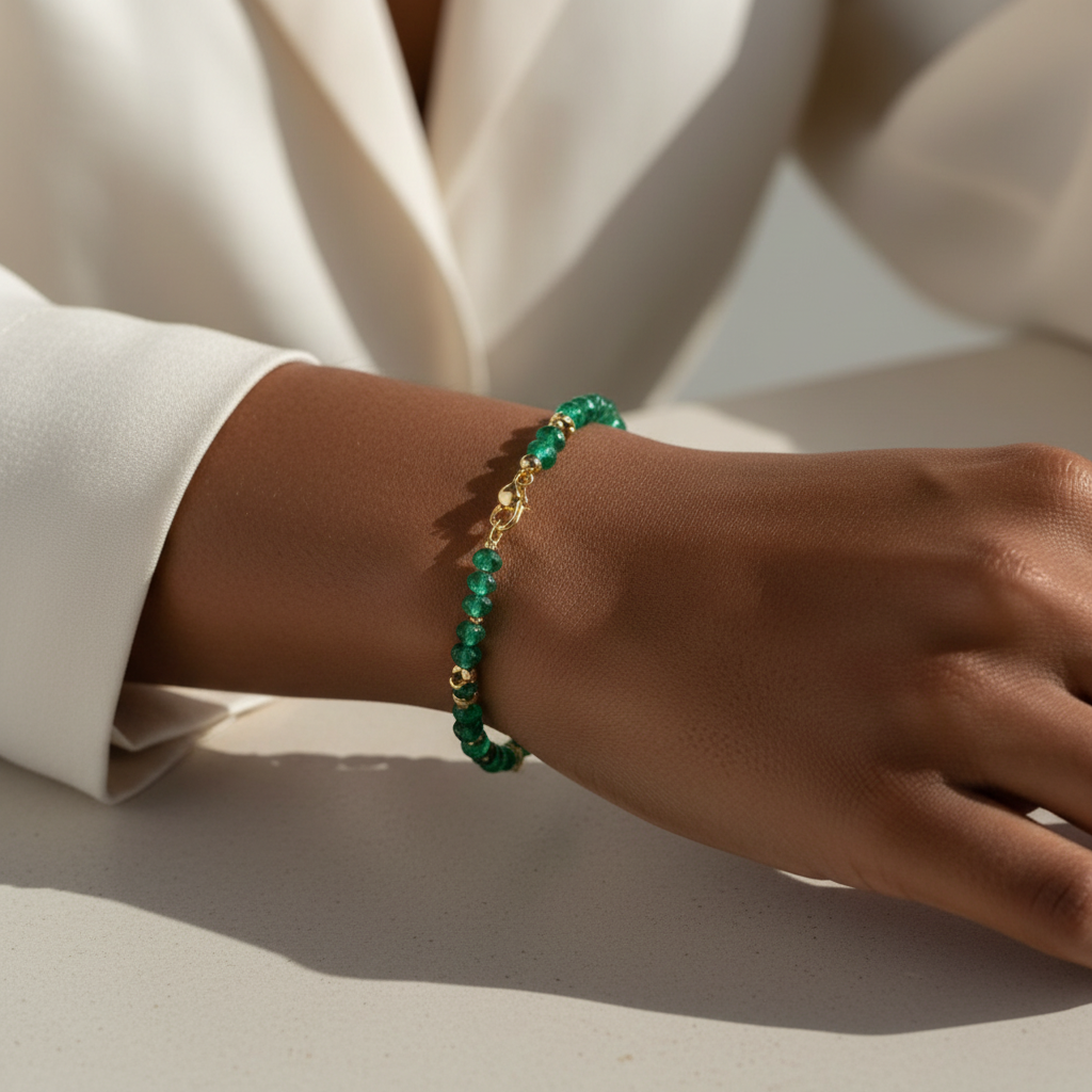 Emerald and 14ct Gold Bracelet