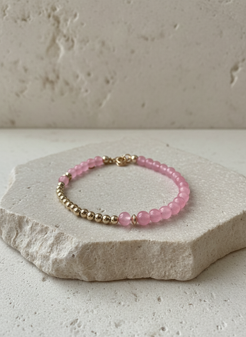 Crescent Moon Bracelet Rose Quartz Bracelet