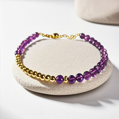 Amethyst Crescent Moon Bracelet