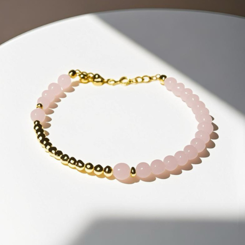 Rose Quartz Crescent Moon Bracelet
