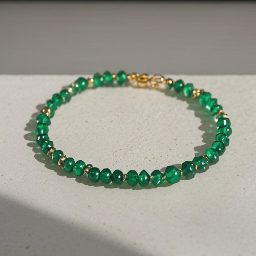 Emerald and 14ct Gold Bracelet