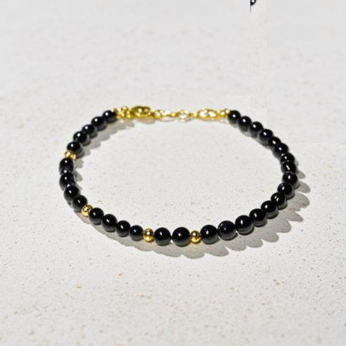 Onyx and 14ct Gold Filled Bracelet
