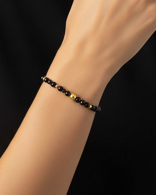 Onyx and 14ct Gold Filled Bracelet