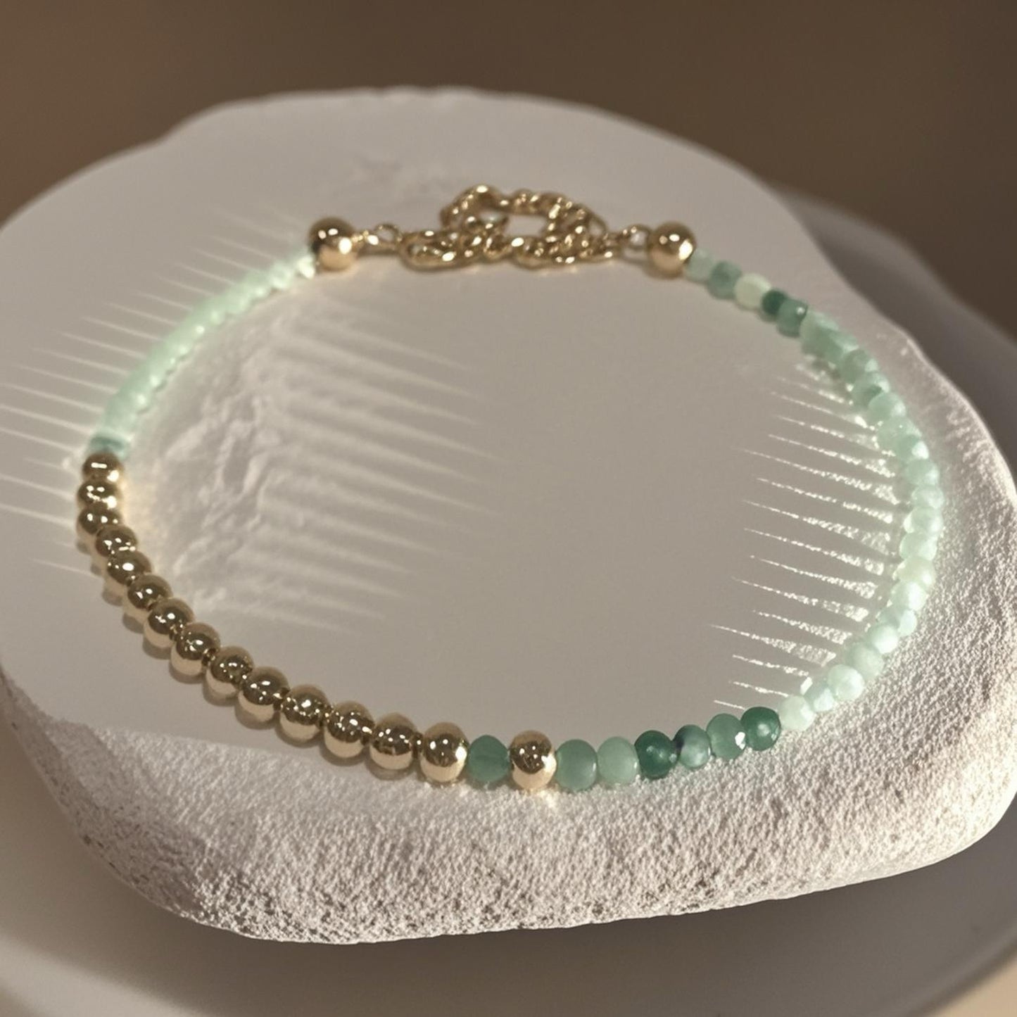 Natural Emerald Crescent Moon Bracelet 14ct Gold Filled