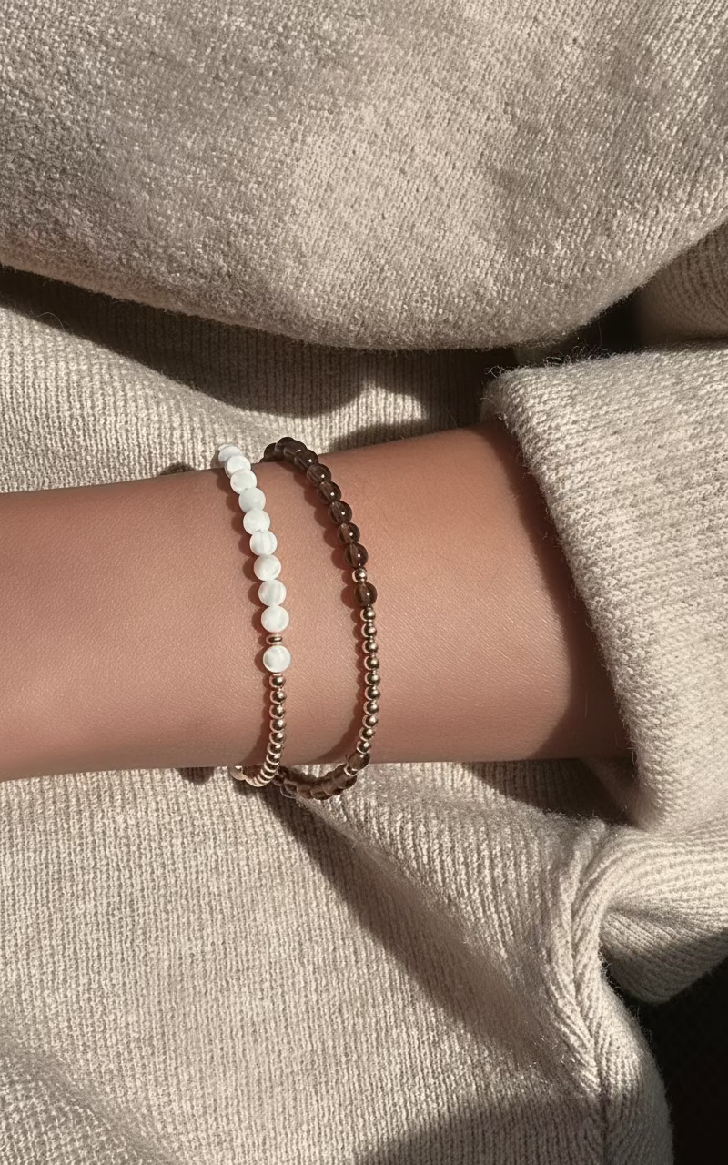 Crescent Moon Mother of Pearl and Gold Bracelet