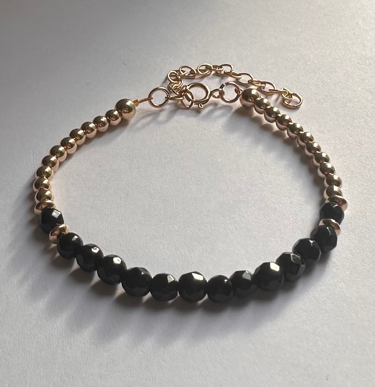 Onyx and 14ct Gold Filled Bracelet
