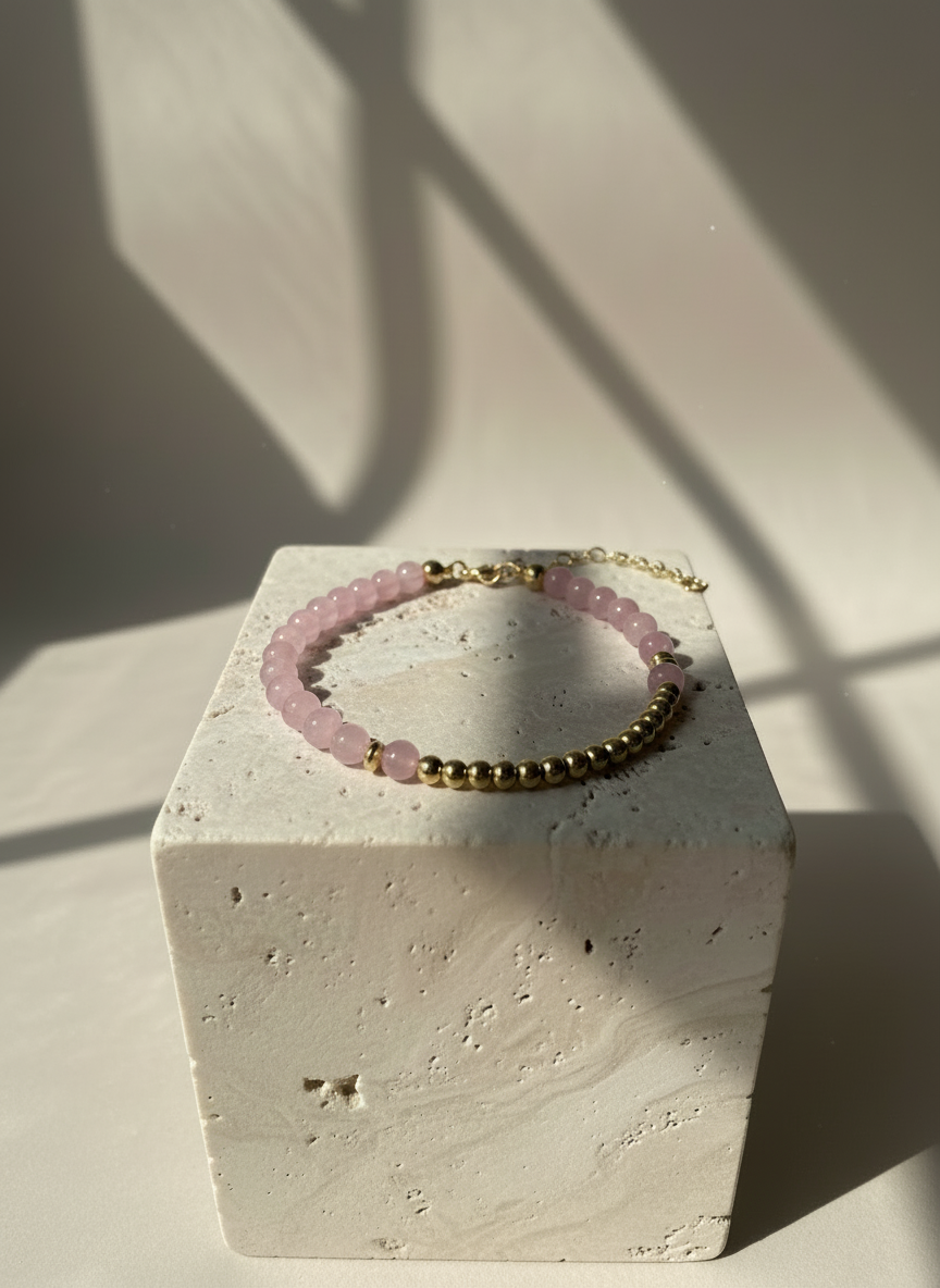 Crescent Moon Bracelet Rose Quartz Bracelet
