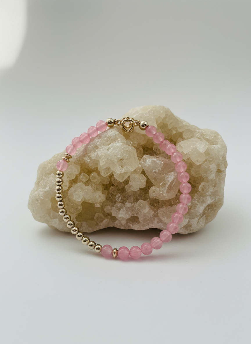 Crescent Moon Bracelet Rose Quartz Bracelet