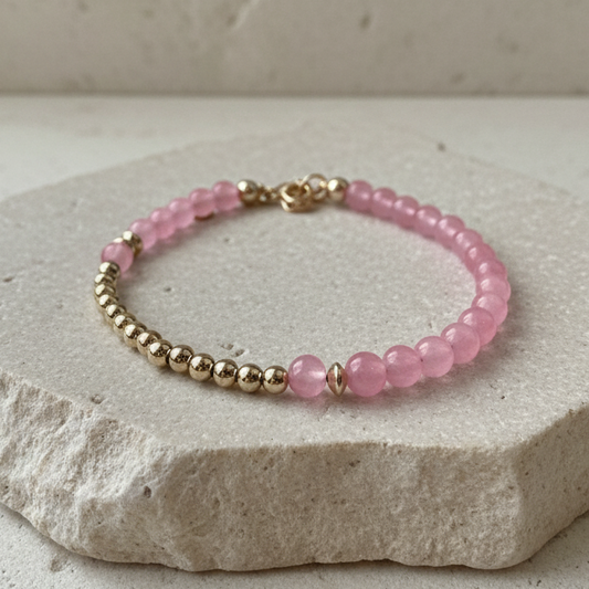 Crescent Moon Bracelet Rose Quartz Bracelet