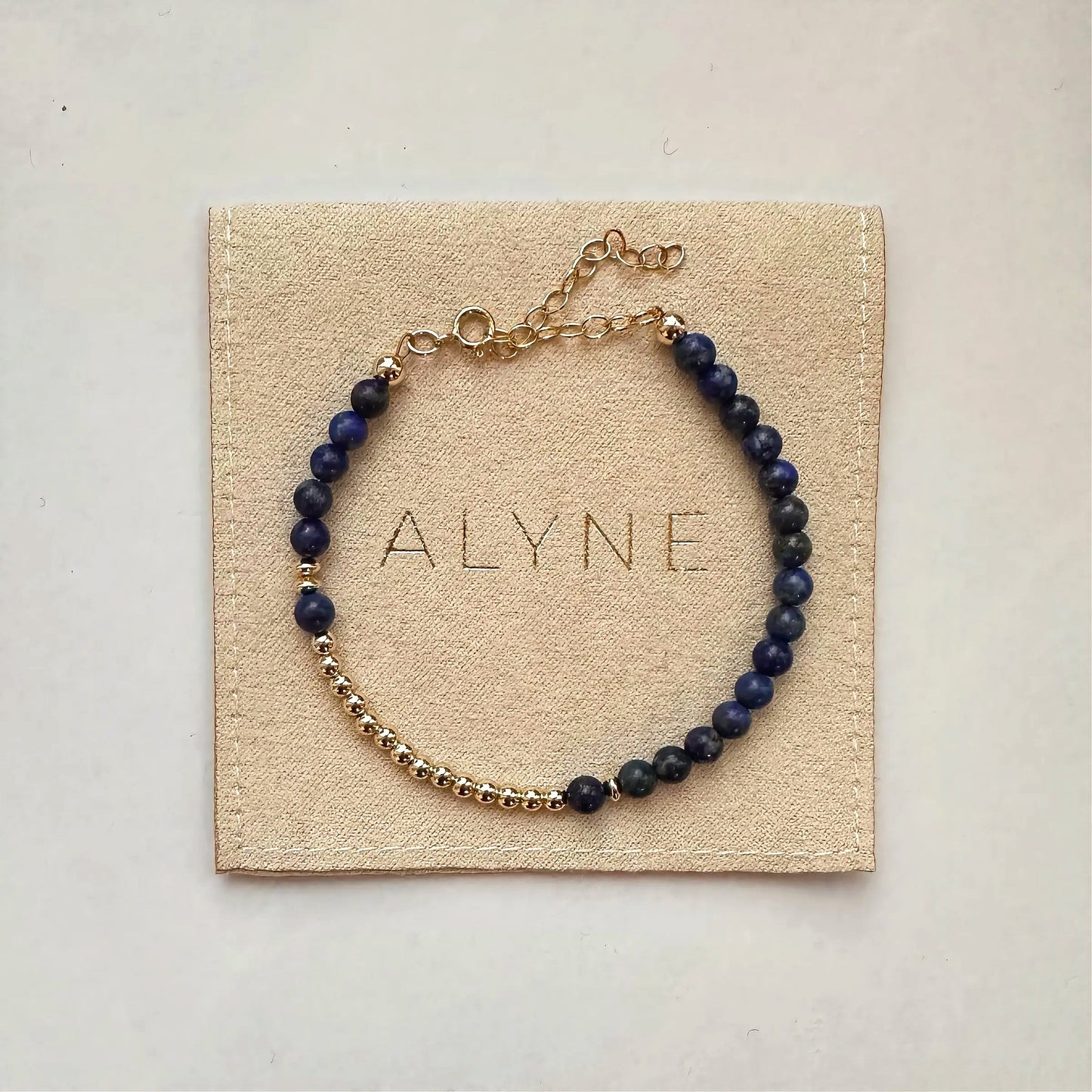 Crescent Moon Lapis and 14ct Gold Filled Bracelet