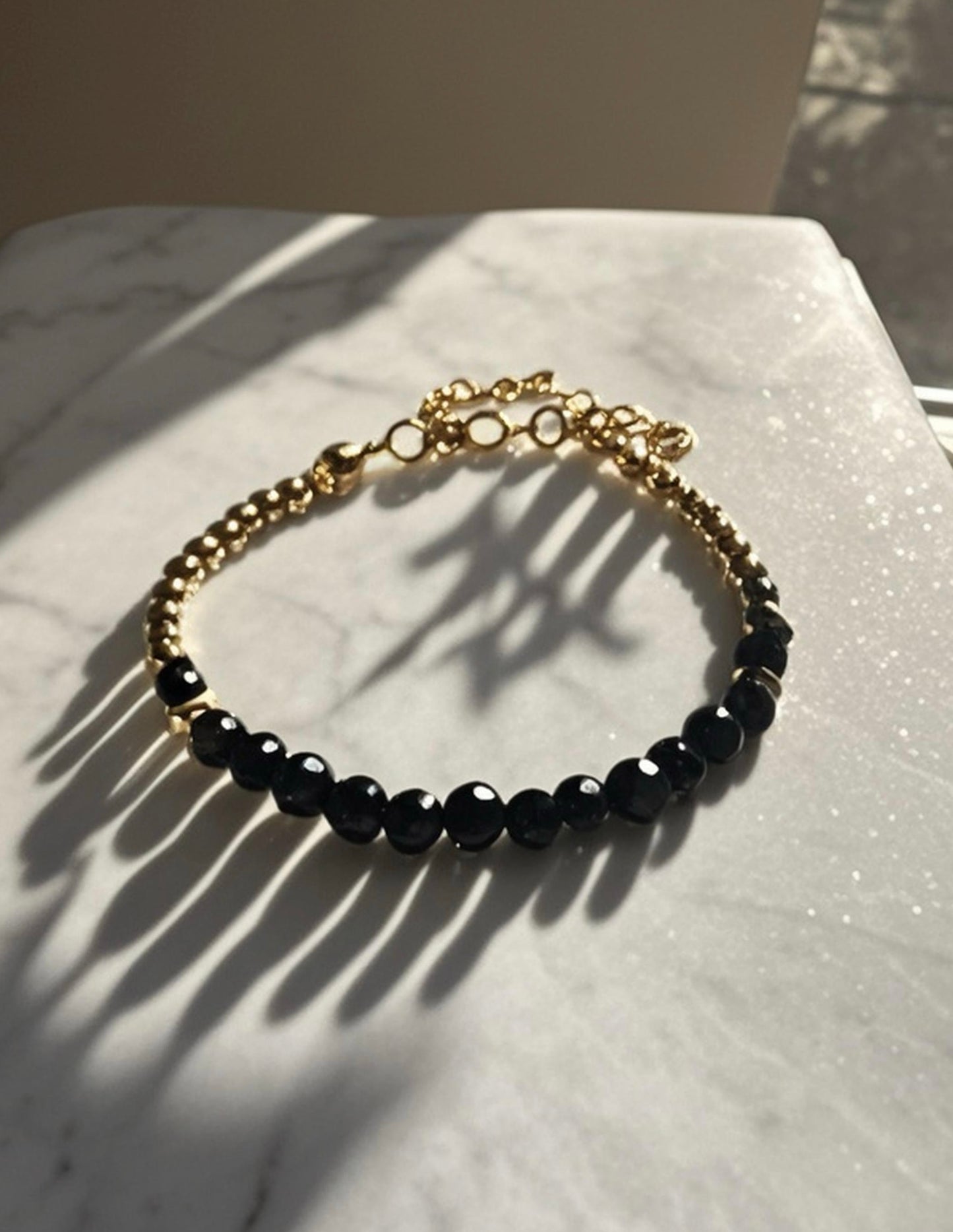 Onyx and 14ct Gold Filled Bracelet