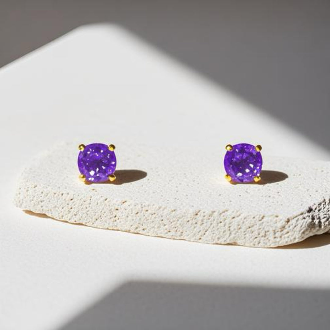 Amethyst and 9ct Gold Earring