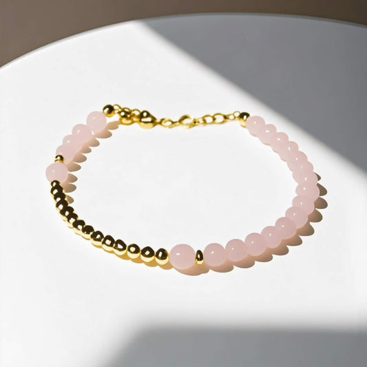 Crescent Moon Bracelet Rose Quartz Bracelet