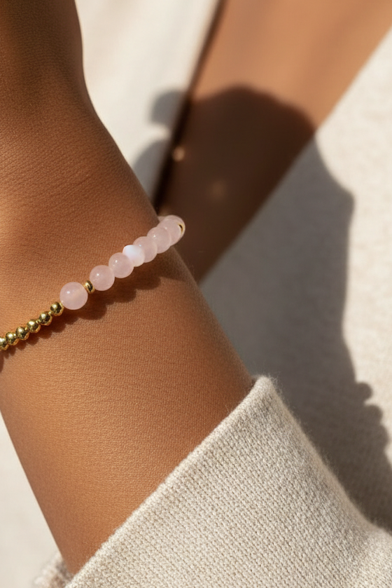 Crescent Moon Bracelet Rose Quartz Bracelet